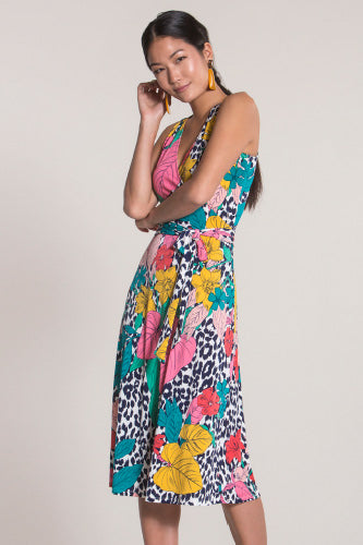 [予約販売]レオタLeotaプリントワンピース（ドレス）Justine Sleeveless Wrap/Wild tropics