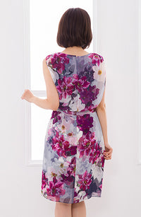 Adrianna Papell☆国内配送☆ティール色フローラル柄ワンピース 花柄 ワンピース レディース 長袖 ロング 柄ワンピ 送料無料・再