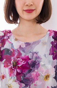 Adrianna Papell☆国内配送☆ティール色フローラル柄ワンピース 花柄 ワンピース レディース 長袖 ロング 柄ワンピ 送料無料・再