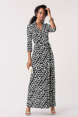 [お取り寄せ]ダイアンフォンファステンバーグDIANE von FURSTENBERGシルクジャージーマキシドレス（ワンピース）Abigail Maxi/Fiddleheads Black