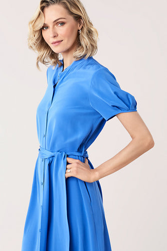 [お取り寄せ]ダイアンフォンファステンバーグDIANE von FURSTENBERGシルクシャツドレス（ワンピース）Addilyn Shirt Dress/ Baja Blue