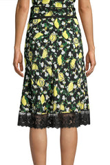 [お取り寄せ]ダイアンフォンファステンバーグDIANE von FURSTENBERG花柄スカラップレースミディ丈スカートChrissy/Lemons Collage Black