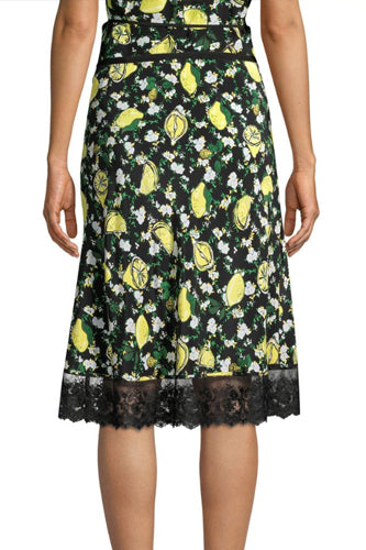 [お取り寄せ]ダイアンフォンファステンバーグDIANE von FURSTENBERG花柄スカラップレースミディ丈スカートChrissy/Lemons Collage Black