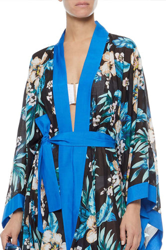 [お取り寄せ]ダイアンフォンファステンバーグDIANE von FURSTENBERG花柄オーバーカバーアップ（ショール）Printed coverup/Bright blue