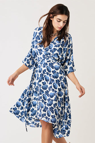[お取り寄せ]ダイアンフォンファステンバーグDIANE von FURSTENBERGシルククレープミディ丈ラップドレス（ワンピース）Eloise High-Low Midi/Berries Ivory