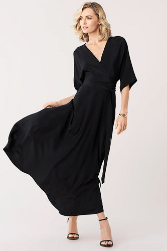 [お取り寄せ]ダイアンフォンファステンバーグDIANE von FURSTENBERGシルククレープマキシラップドレス（ワンピース）Eloise Maxi/Black