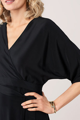 [お取り寄せ]ダイアンフォンファステンバーグDIANE von FURSTENBERGシルククレープマキシラップドレス（ワンピース）Eloise Maxi/Black