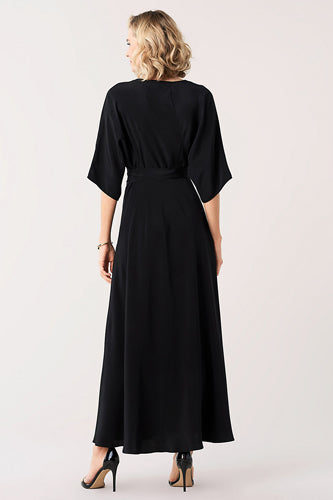 [お取り寄せ]ダイアンフォンファステンバーグDIANE von FURSTENBERGシルククレープマキシラップドレス（ワンピース）Eloise Maxi/Black