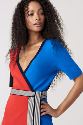 [お取り寄せ]ダイアンフォンファステンバーグDIANE von FURSTENBERGニットラップドレス（ワンピース）Halston/Flamenco Multi