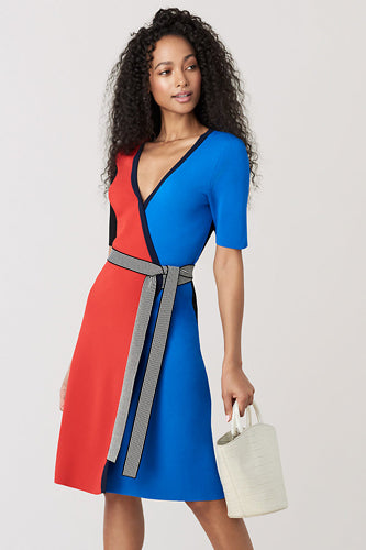 [お取り寄せ]ダイアンフォンファステンバーグDIANE von FURSTENBERGニットラップドレス（ワンピース）Halston/Flamenco Multi