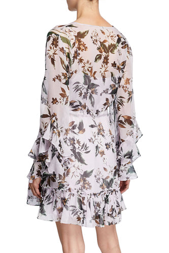 [お取り寄せ]ダイアンフォンファステンバーグDIANE von FURSTENBERG長袖ラッフルミニ丈ドレス（ワンピース）Harlow/Lavender