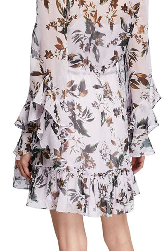 [お取り寄せ]ダイアンフォンファステンバーグDIANE von FURSTENBERG長袖ラッフルミニ丈ドレス（ワンピース）Harlow/Lavender