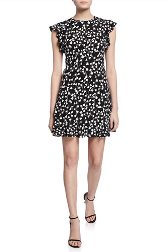 [お取り寄せ]ダイアンフォンファステンバーグDIANE von FURSTENBERGラッフルスリーブミニ丈丈ドレス（ワンピース）Krona/Black Pattern