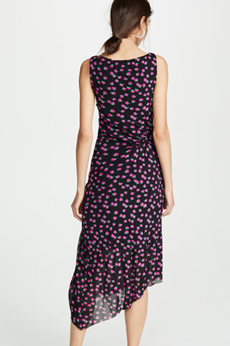[お取り寄せ]ダイアンフォンファステンバーグDIANE von FURSTENBERGアシンメトリー花柄ドレス（ワンピース）Maia/ブラック