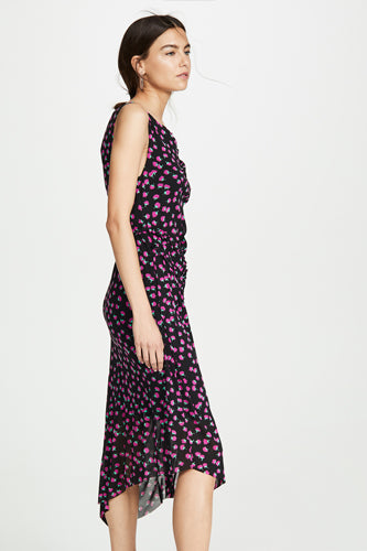 [お取り寄せ]ダイアンフォンファステンバーグDIANE von FURSTENBERGアシンメトリー花柄ドレス（ワンピース）Maia/ブラック