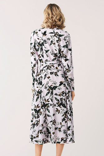 [お取り寄せ]ダイアンフォンファステンバーグDIANE von FURSTENBERGシルククレープミディアム丈ラップドレス（ワンピース）Elle Midi/Caribbean Floral Lavender Fog