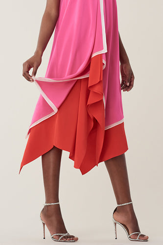 [お取り寄せ]ダイアンフォンファステンバーグDIANE von FURSTENBERGシルククレープミディ丈キャミソールドレス（ワンピース）Wren Silk/Manic Pink/Flamenco/Ivory