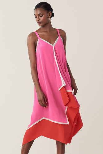 [お取り寄せ]ダイアンフォンファステンバーグDIANE von FURSTENBERGシルククレープミディ丈キャミソールドレス（ワンピース）Wren Silk/Manic Pink/Flamenco/Ivory