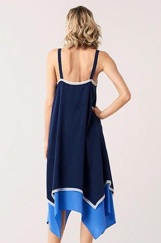 [お取り寄せ]ダイアンフォンファステンバーグDIANE von FURSTENBERGシルククレープミディ丈キャミソールドレス（ワンピース）Wren Silk/New Navy/Baja Blue/Ivory