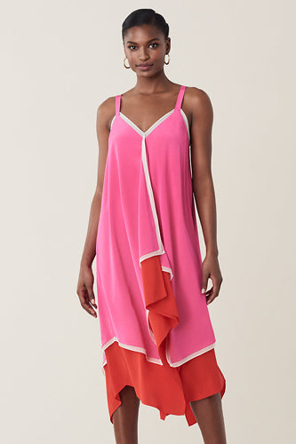 [お取り寄せ]ダイアンフォンファステンバーグDIANE von FURSTENBERGシルククレープミディ丈キャミソールドレス（ワンピース）Wren Silk/Manic Pink/Flamenco/Ivory