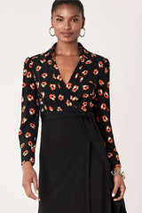 [お取り寄せ]ダイアンフォンファステンバーグDIANE von FURSTENBERGシルクジャージラップドレス（ワンピース）Angelina/Polka Dot Flower Black/Black