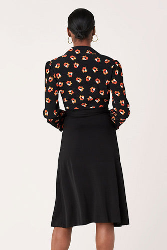 [お取り寄せ]ダイアンフォンファステンバーグDIANE von FURSTENBERGシルクジャージラップドレス（ワンピース）Angelina/Polka Dot Flower Black/Black