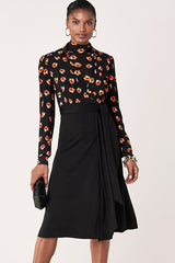 [お取り寄せ]ダイアンフォンファステンバーグDIANE von FURSTENBERGシルクジャージラップドレス（ワンピース）Angelina/Polka Dot Flower Black/Black