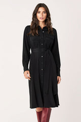 [お取り寄せ]ダイアンフォンファステンバーグDIANE von FURSTENBERGシルククレープミディ丈シャツドレス（ワンピース） Antonette/ Black