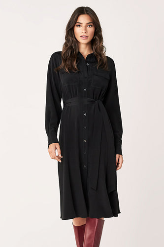 [お取り寄せ]ダイアンフォンファステンバーグDIANE von FURSTENBERGシルククレープミディ丈シャツドレス（ワンピース） Antonette/ Black