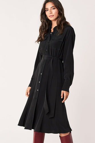 [お取り寄せ]ダイアンフォンファステンバーグDIANE von FURSTENBERGシルククレープミディ丈シャツドレス（ワンピース） Antonette/ Black
