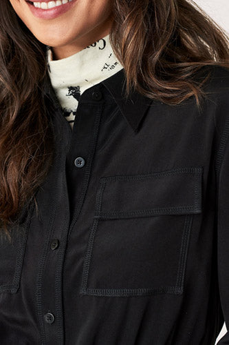 [お取り寄せ]ダイアンフォンファステンバーグDIANE von FURSTENBERGシルククレープミディ丈シャツドレス（ワンピース） Antonette/ Black