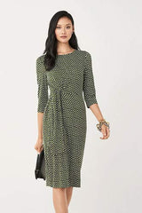 [お取り寄せ]ダイアンフォンファステンバーグDIANE von FURSTENBERGシルクジャージー膝丈ラップドレス（ワンピース） Pearl/Vintage Boxes Pesto