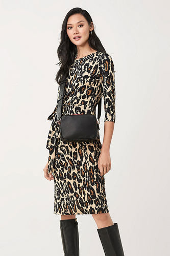 [お取り寄せ]ダイアンフォンファステンバーグDIANE von FURSTENBERGシルクジャージー膝丈ラップドレス（ワンピース） Pearl/Leopard Cat Sand