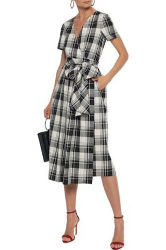 [お取り寄せ]ダイアンフォンファステンバーグDIANE von FURSTENBERGチェック柄コットンラップドレス（ワンピース）