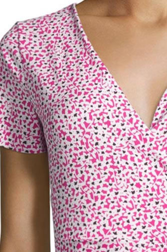 ［即日発送・クリアランスセール］ダイアンフォンファステンバーグDIANE von FURSTENBERGフラワープリントシルクコットンラップドレス/オフホワイト/ピンク/黒