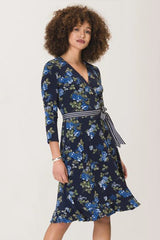[予約販売]レオタLeotaプリントワンピース（ドレス） Perfect Wrap Ruffle Hem/Knock Out Classic Navy