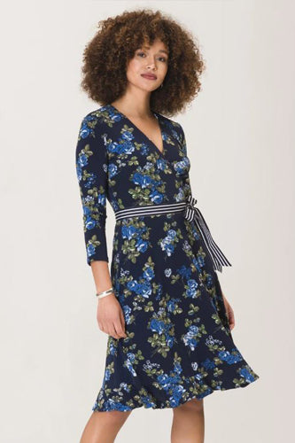 [予約販売]レオタLeotaプリントワンピース（ドレス） Perfect Wrap Ruffle Hem/Knock Out Classic Navy
