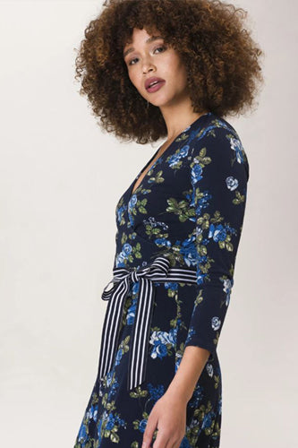 [予約販売]レオタLeotaプリントワンピース（ドレス） Perfect Wrap Ruffle Hem/Knock Out Classic Navy
