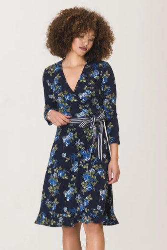 [予約販売]レオタLeotaプリントワンピース（ドレス） Perfect Wrap Ruffle Hem/Knock Out Classic Navy