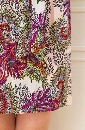 [クリアランスセール]レオタLeotaマットジャージータイ付きシースワンピース（ドレス）Pink Paisley