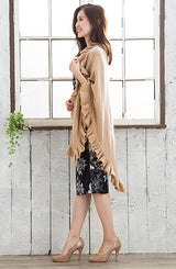 [2018秋冬コレクション]ミニーローズMinnie Roseカシミアラッフルショール（ストール）/キャメルCamel