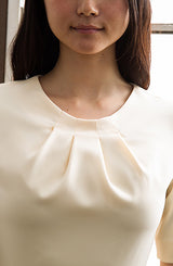 ノラガードナーNora Gardner半袖無地ペンシルドレス（ワンピース）クリームベージュ