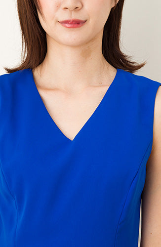 [クリアランスセール]ノラガードナーNora Gardner Vネックノースリーブ無地ワンピース（ドレス）Alyssa/Royal Blue（ロイヤルブルー）