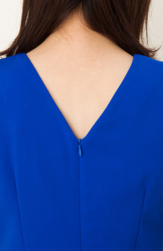[クリアランスセール]ノラガードナーNora Gardner Vネックノースリーブ無地ワンピース（ドレス）Alyssa/Royal Blue（ロイヤルブルー）