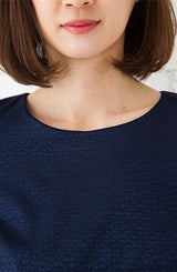 ノラガードナーNora Gardner半袖イタリアンジャガードワンピース（ドレス）/ネイビー（紺）