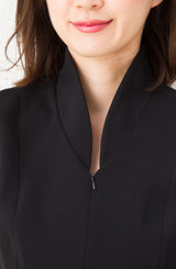 ノラガードナーNora Gardner スタンドカラーキャップスリーブ無地ドレス（ワンピース）黒
