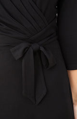 ノラガードナーNora Gardnerラップ風無地ワンピース（ドレス）Leyla Dress/Black/黒