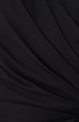 ノラガードナーNora Gardnerラップ風無地ワンピース（ドレス）Leyla Dress/Black/黒