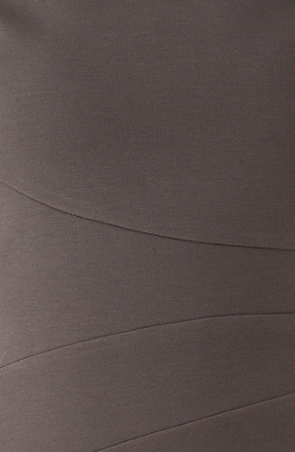 ノラガードナーNora Gardnerポンチ素材七分袖無地ワンピース（ドレス）スレート