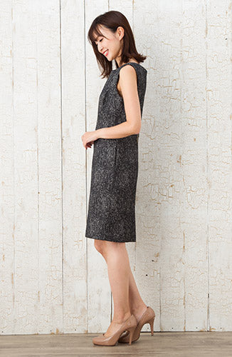 ノラガードナーNora Gardnerツイードワンピース（ドレス）Tweed Olympia Dresss/Black and White